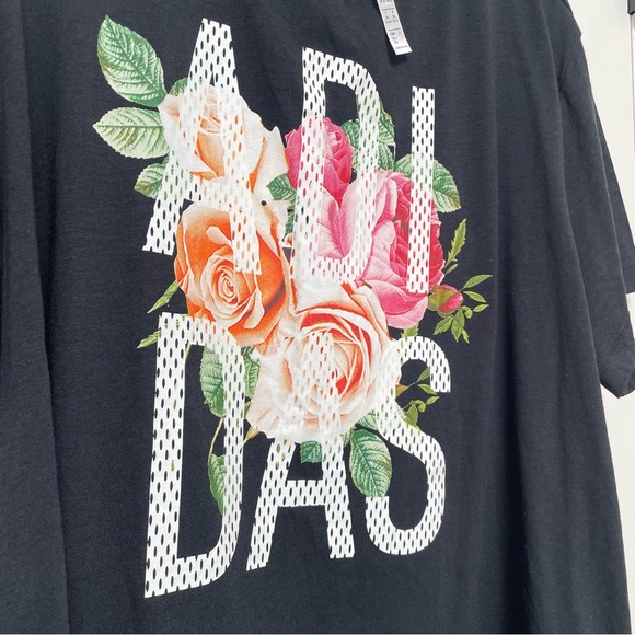 Adidas Floral T Shirt, Size 2X Plus, Black - Picture 3 of 14